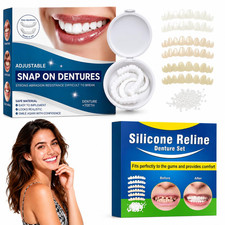 2 Set Temporary Veneers Teeth for Women/Men,Reusable Snap-On Smile Veneers ...