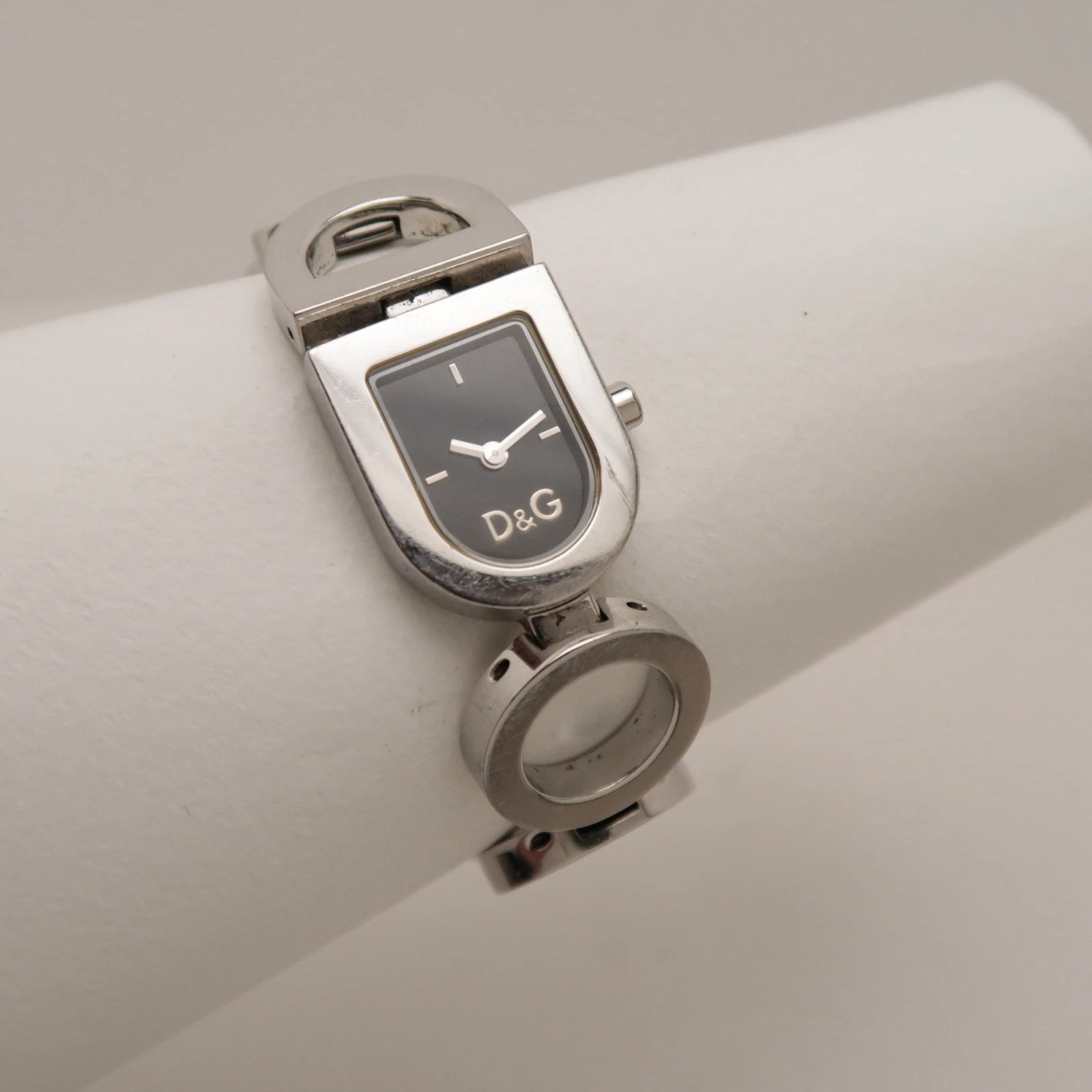D&G Dolce & Gabanna Elegant Silver Tone Quartz Women Vintage Watch W417 *WORKING