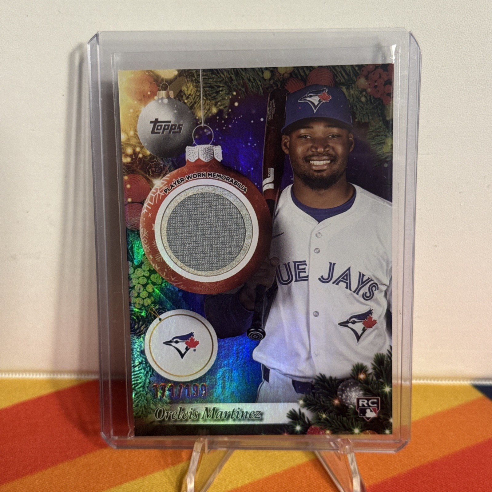 2025 Topps Holiday Relic Orelvis Martinez Purple 092/199 RC Blue Jays PR-OM