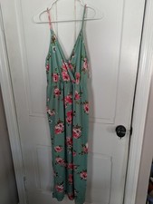 Teen Dress Fig and Olive Size Xl Maxi Dress Side Slits Sleeveless Floral new