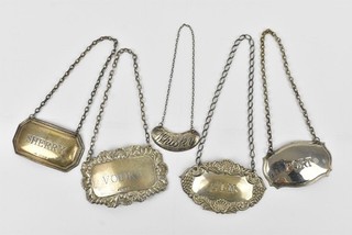 Vintage Solid Silver Decanter Bottle Tags Sherry Vodka Whisky Gin & Port