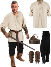 4 Pcs Men's Medieval Renaissance Costume Set - Historical Dress Up Outfit