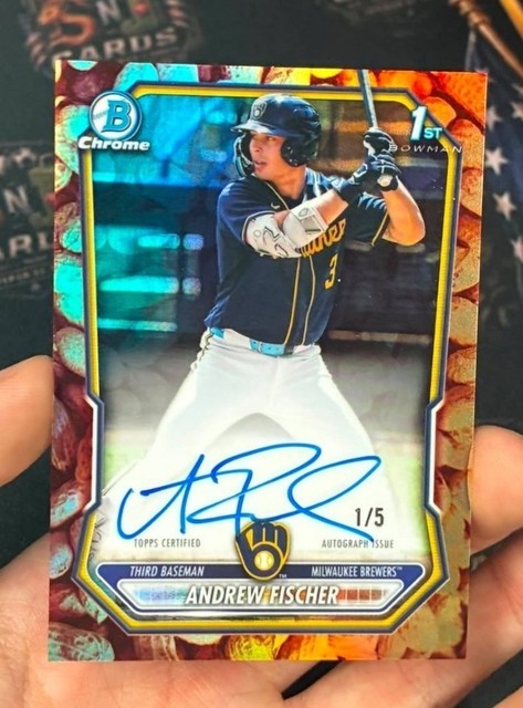 2026 1st Bowman Andrew Fischer - Peanuts Snack Pack Auto /5 SSP 🥜🥜 - BREWERS