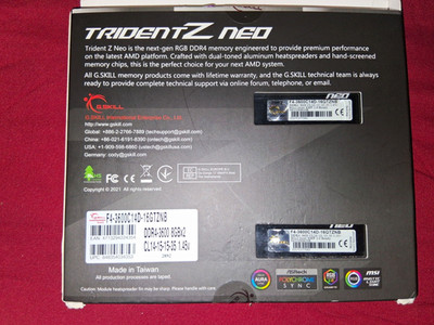 G.SKILL Trident Z Neo 16GB (2x8GB) DDR4-3600 CL14 Samsung B-Die RGB