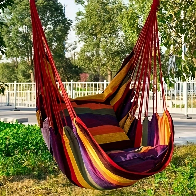 Outdoor Canvas Schaukel Hängestuhl mit Aufbewahrungstasche Kinder Erwachsene Schaukelsitz - Bild 2 von 4