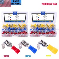 280PCS Piggyback Quick Disconnect Terminals Crimp Spade Connectors 22-10AWG US