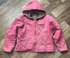 Vintage Carhartt Hooded Jacket  Detroit WJ141 VRS SIZE XL Pink Salmon Rare
