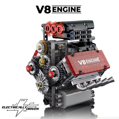 V8 Motor MOC Technik Baustein Set motorisiert Motor Modell Weihnachtsgeschenk