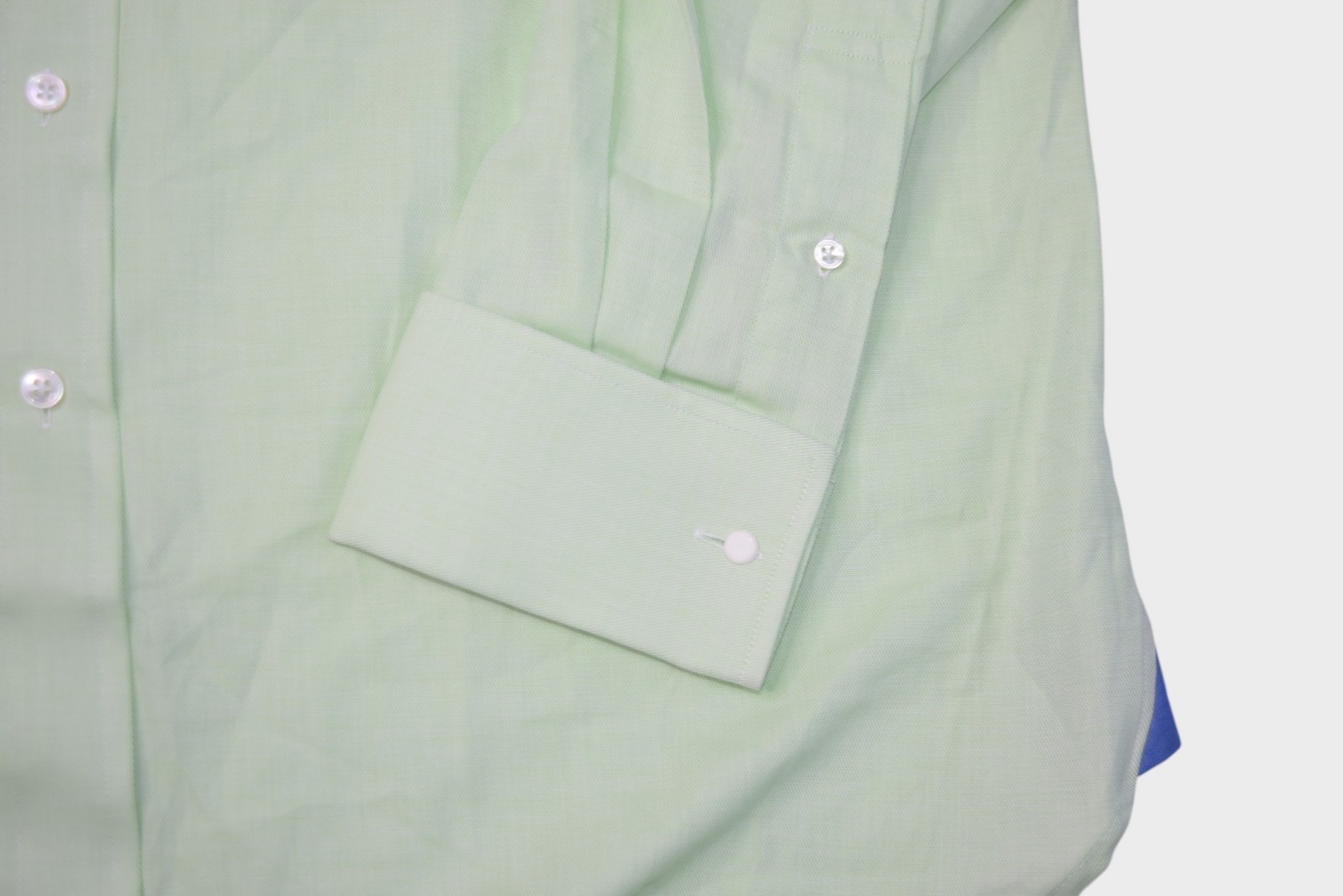 Camicia Hield uomo 16 verde cotone abito camicia polsino francese bottoni fila Savile