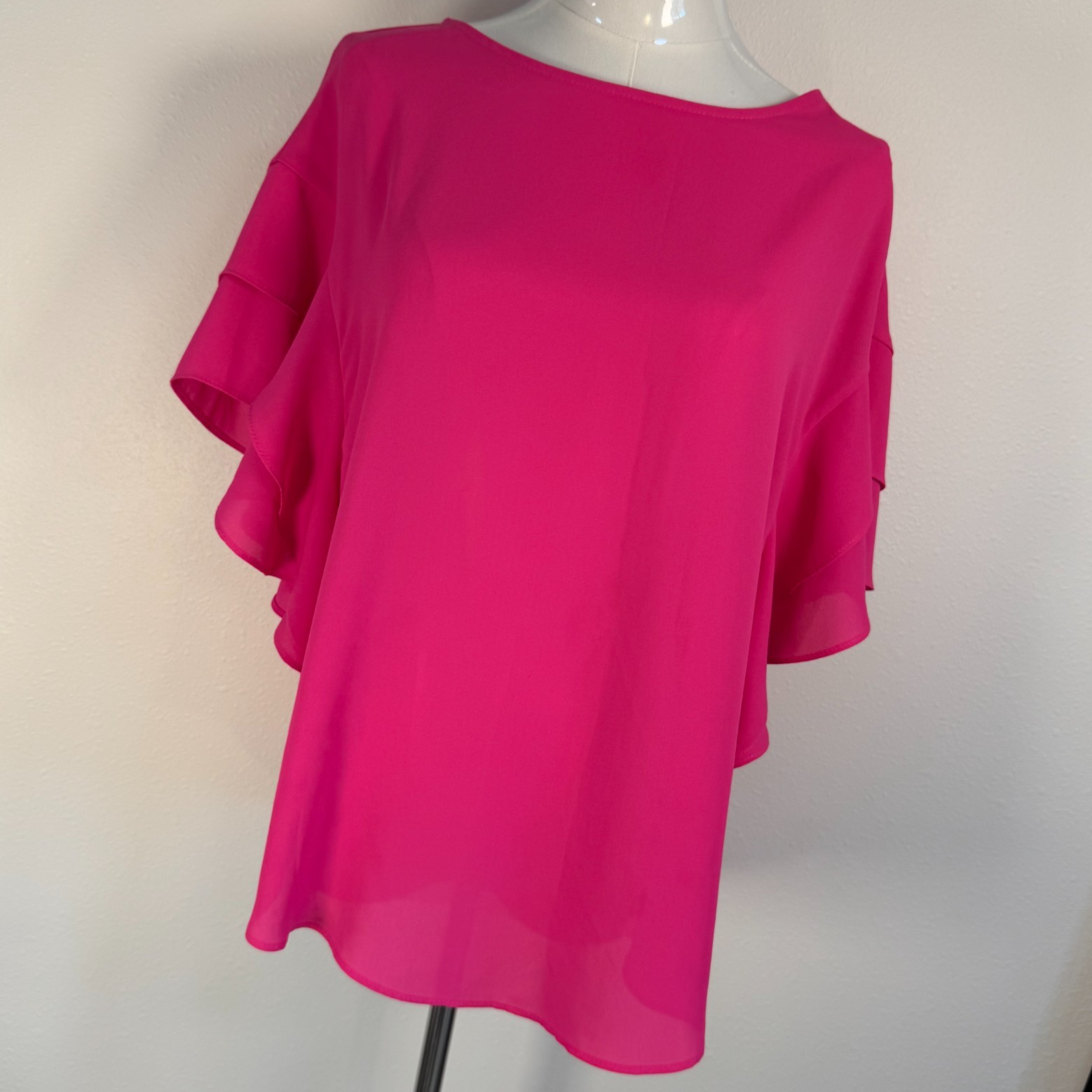 Joseph Ribkoff Blouse Women Flutter Sleeve Sheer Overlay Pink Size 6