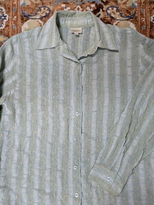 VTG Neiman Marcus Linen Blend Button Up, Women's Large, Striped