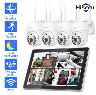 Hiseeu 5MP 10,1'' Monitor 10CH NVR CCTV IP Kameraüberwachungssystem Kabellos