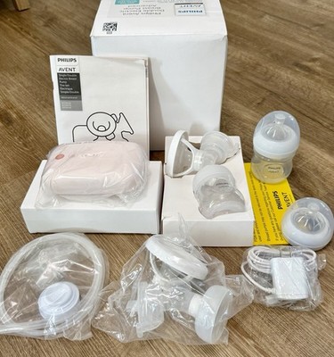 Philips AVENT Double Electric Breast Pump Advanced Kit + Bottles SCF393/52 -NEW-