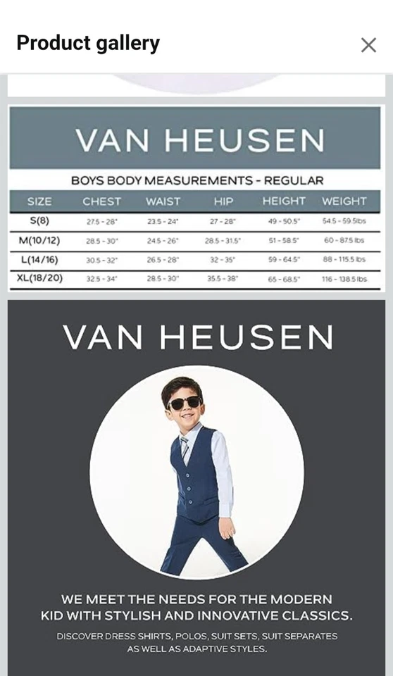 Conjunto de camisa de vestir y corbata azul a cuadros VAN HEUSEN FLEX para niños talla 8 Foto 4 de 4