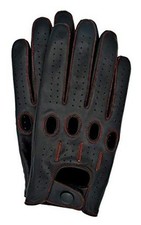 Riparo Genuine Leather Full-finger Driving Gloves  Large Black/Red Thread