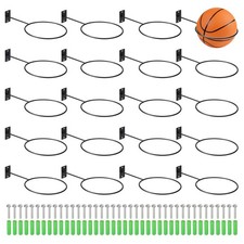 20 Pack 5 Inch Ball Holder Wall Mount with Screws, Black/Silver Tone, 4mm Thick