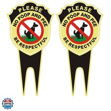 2 Pack No Dog Poop Signs for Yard - Double Sided Aluminum No Pooping Sign wit...