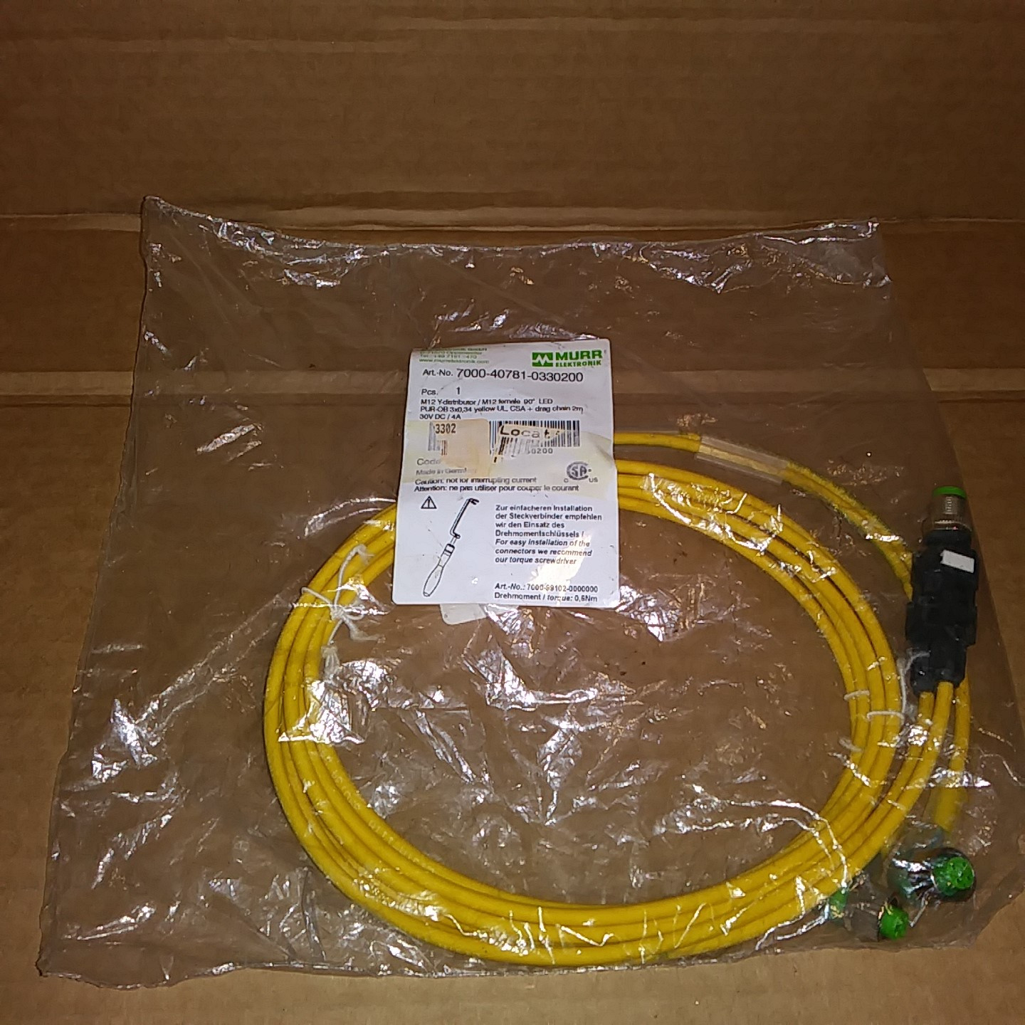Murr Elektronik 7000-40781-0330200 M12 Cable Factory Sealed Package-Factory Seal img