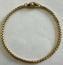 David Yurman 18K Yellow Gold Box Chain Bracelet 7.5 Inches