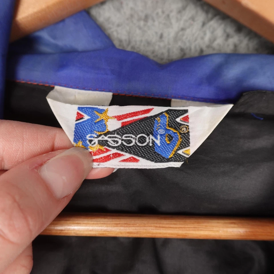 Chaqueta cortavientos vintage Sasson para hombre XL naranja púrpura negro bloques de color años 90 Foto 2 de 4