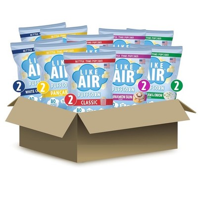 Like Air Puffcorn 5 Flavor Variety Pack (Pack of 10) - Snack Box, 50 Calories Pe