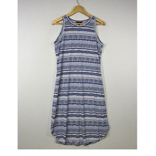 Casual Geometric Banana Republic Women M Blue White Sleeveless Ikat Shift Dress