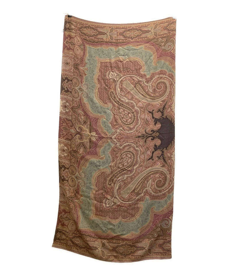 ETRO Bufanda Grande Chal 130cm 51′′ Cuadrado Cachemira Seda Paisley Rojo Multicolor Foto 4 de 4