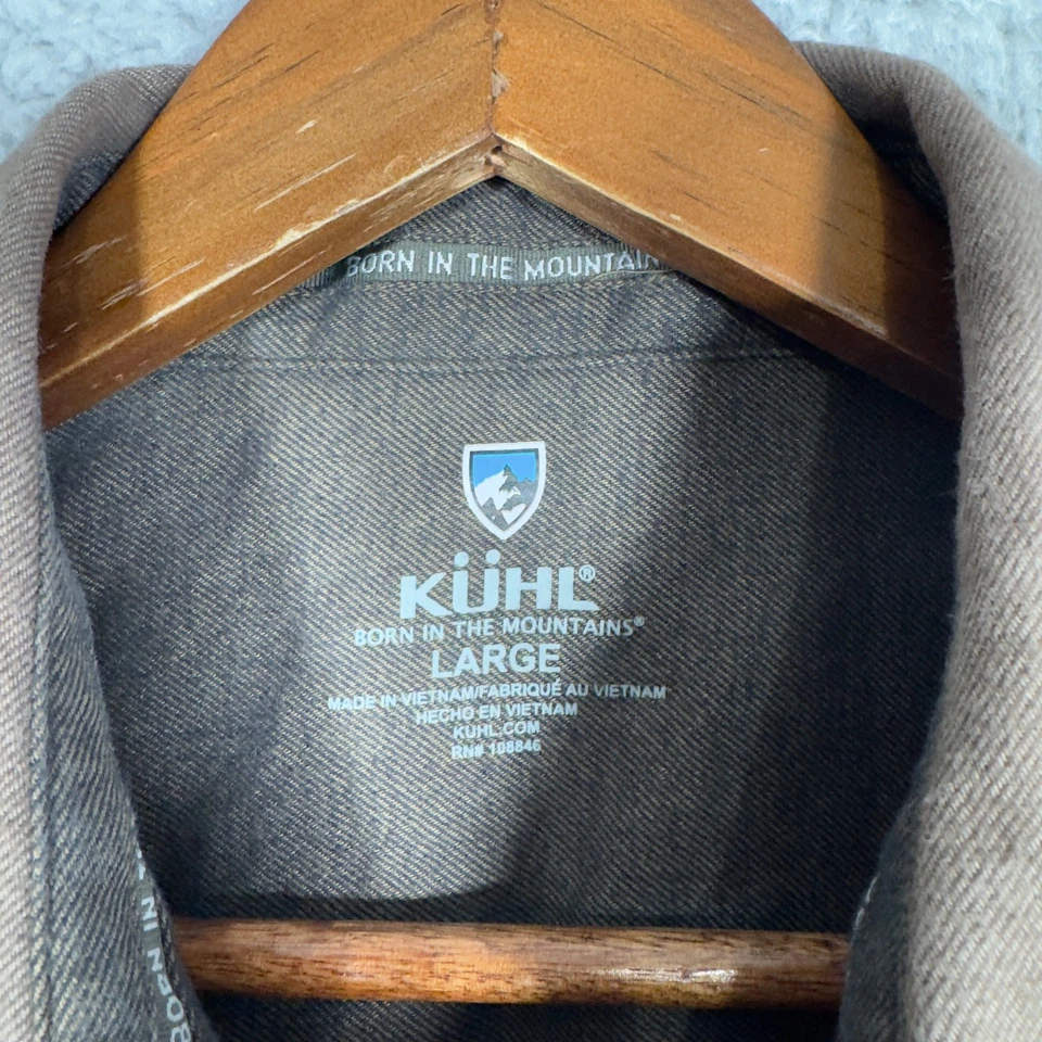 Kuhl Descendr 法兰绒男式大号棕色远足户外柔软纽扣衬衫 7244 — 第 4/4 张图片