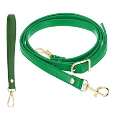 41-49 Inch Adjustable PU Leather Purse Strap with Wristlet, Green/Gold
