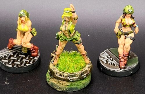 Painted Girls Warrior Pinup brigade set alternative miniature Sci-Fi Wargames - Picture 3 of 11