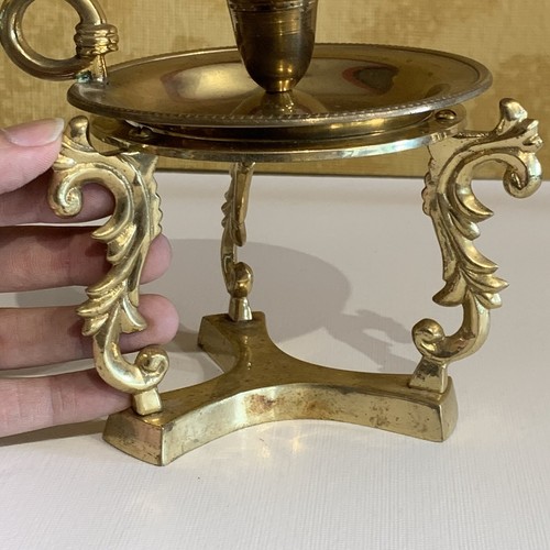 Vintage Brass Chamber Stick  Candle Holder On Brass Stand  - Picture 4 of 16