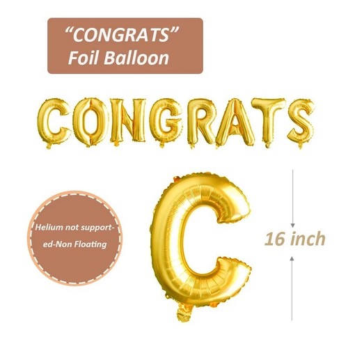 CONGRATS Foil Balloon Banner Kit Graduation Congratulations Engagement Party Set - Picture 6 of 11