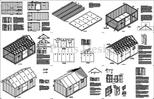 Shed Plans / Blueprints 12' x 20' Gable Roof Style #D1220G, Free Material List - Picture 2 of 2