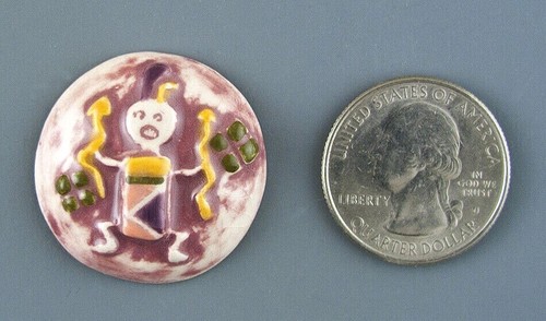 ARTISAN MADE CERAMIC BUTTON WITH SOUTHWEST DESIGNS - Picture 2 of 4