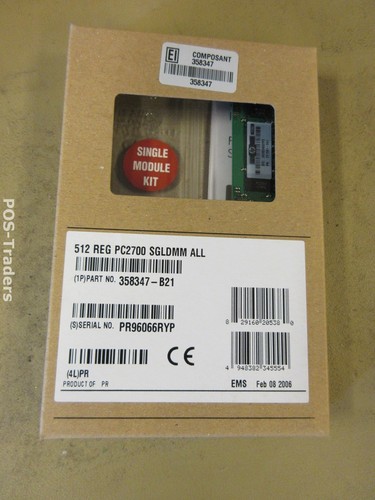 HP 358347-B21 512MB 333MHZ DDR PC2700 REG ECC SGLSDM ALL RAM Memory - NEW IN BOX - Bild 1 von 1