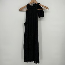 Zara Dress Womens Medium Black Sleeveless Shoulder Tie Mini Floral