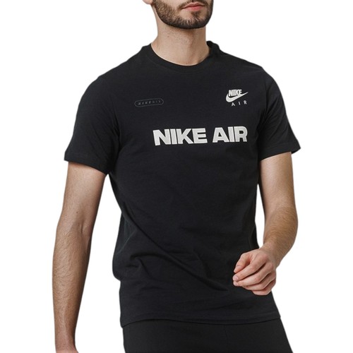 NIKE AIR Herren T-Shirts Rundhals Freizeit Baumwolle Sommer Retro Classic Schwarz Tee - Bild 3 von 8