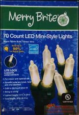 Merry Brite 70 Count LED Mini Style Christmas Lights Warm White Green Wire