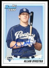 2010 Bowman ALLAN DYKSTRA Signed Card autograph AUTO PADRES RAYS