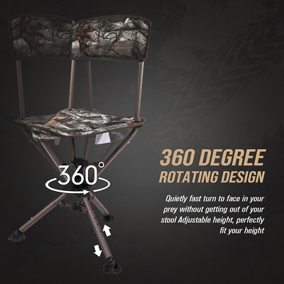 360° Folding Swivel Hunting Chair Blind Chair Stool Tripod For
