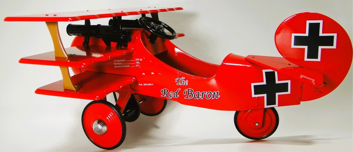 Pedal Car Plane WW2 Metal Ford Aircraft P51 Mustang 1967 Red Barron WW1  Triplane