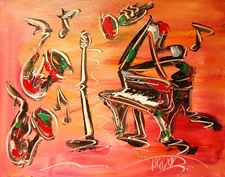 JAZZ MUSIC  MODERN PAINTING  IMPRESSIONIST CANVAS ORIGINAL OIL CANVAS BY KAZAV