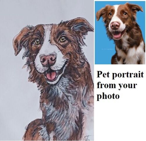Custom Pet Portrait Dog Cat Animal Original Painting From Photo