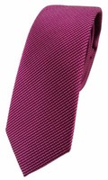 Schmale Tigertie Designer Seidenkrawatte In Magenta Silber Gestreift
