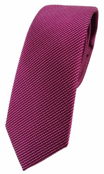 Schmale Tigertie Designer Seidenkrawatte In Magenta Silber Gestreift-image