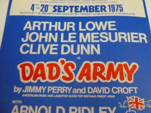 Dads Army Arthur Lowe Le Mesurier Arnold Ridley Billingham Theatre Flyer 1975 - Picture 2 of 5
