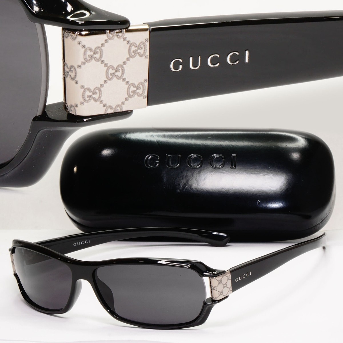 Gucci Sunglasses 1998 Vintage Black Silver Rectangle Unisex Gucci Sunglasses 1998 Vintage Black Silver Rectangle Unisex