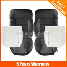 For 2004-2008 Ford F150 Driver / Passenger Bottom / Top Leather Seat Cover Black