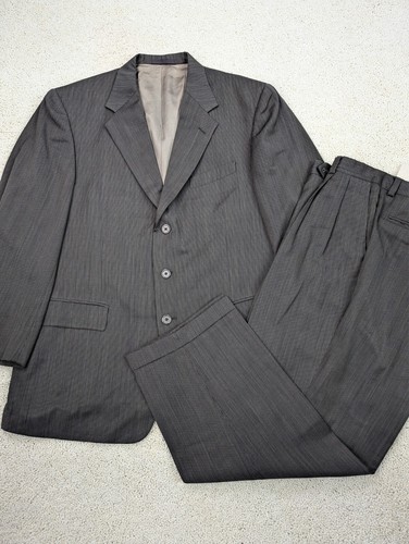 Tallia Uomo Suit Mens 44R 38x28 Brown Green Wool Vintage 2 Piece Union Made USA