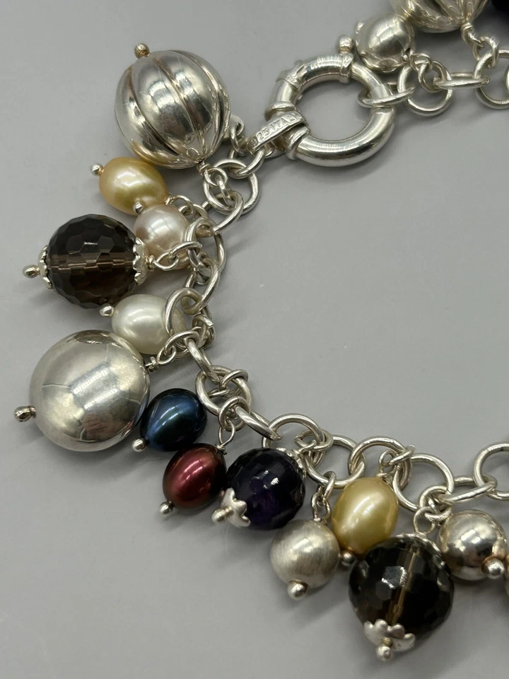 "Brazalete Cha Cha Milor de plata de ley 925 con cuentas con dijes 6,5""" Foto 3 de 4